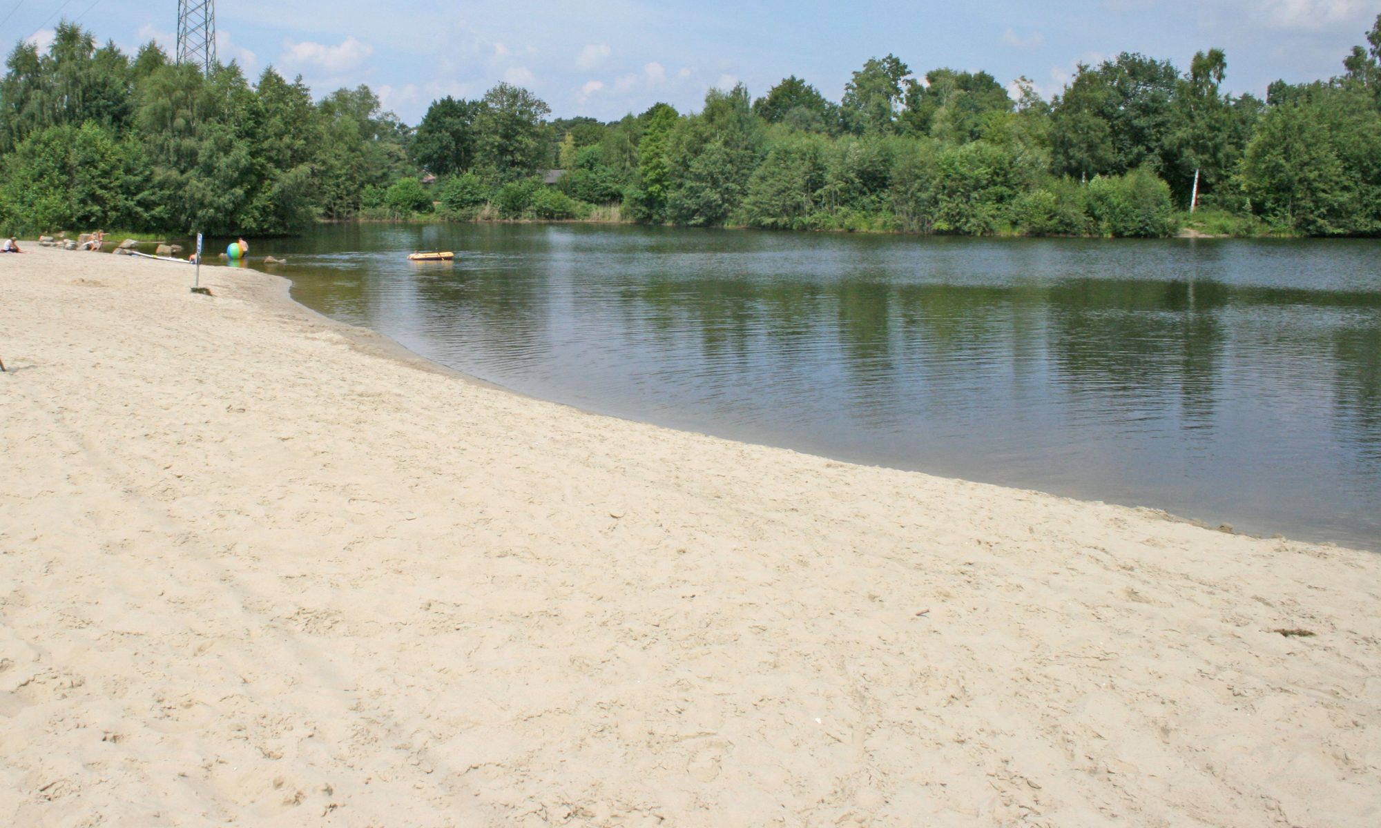 Neue Badeinsel am Badesee Ferienhaus Haddorfer See